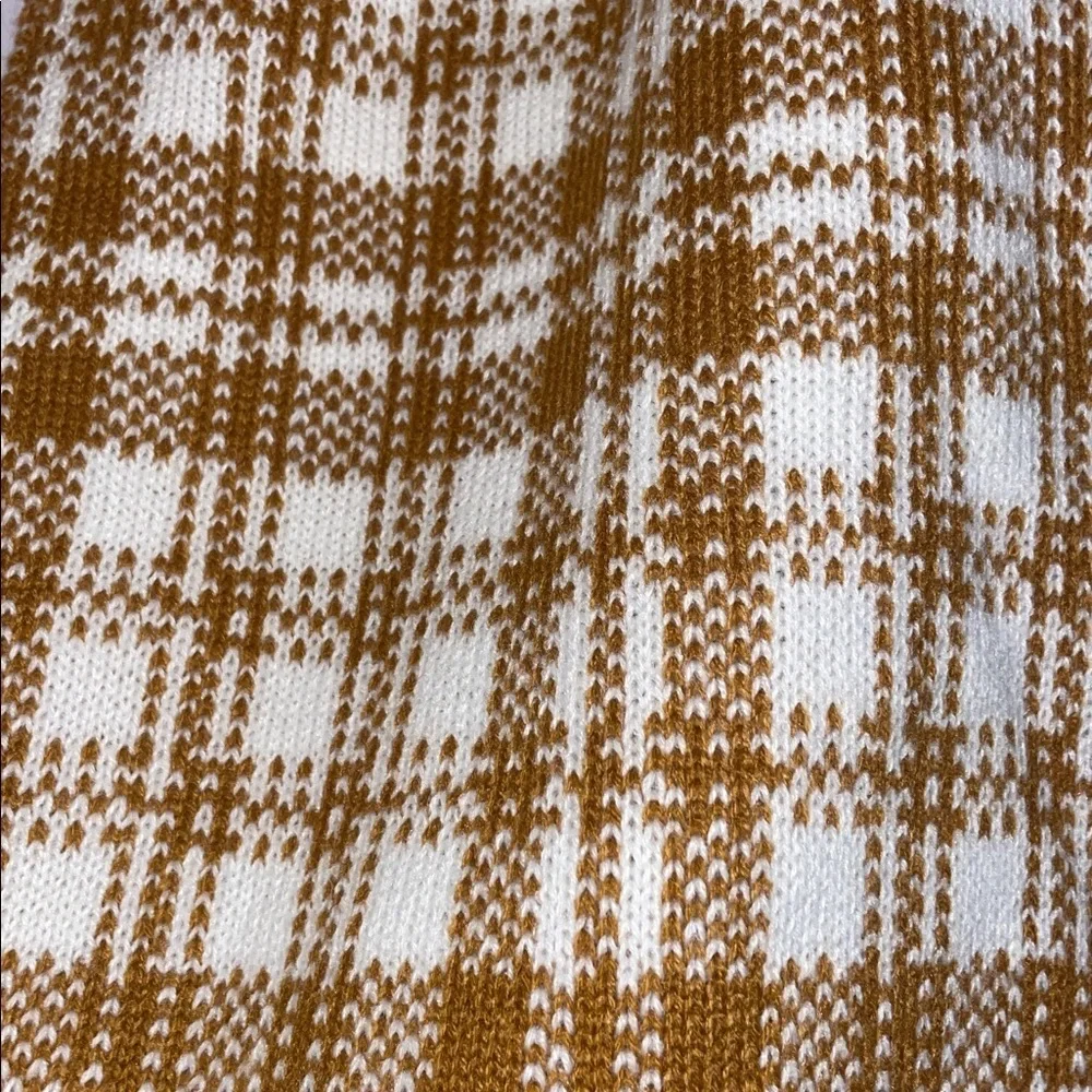 Timberland Tan Brown Cream Windowpane Plaid Knit Scarf